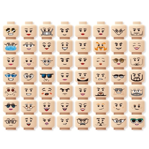 56x Heads with Expressive Facial Features - Build your own minifigure - Picture 3 of 4